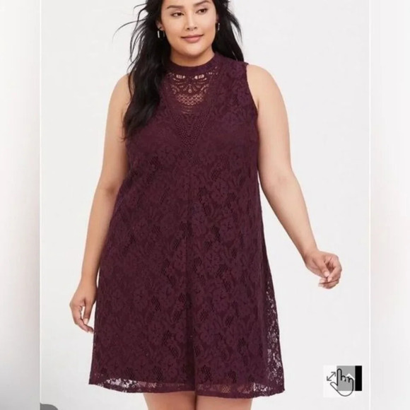 Torrid Burgundy Mini Lace Trapeze Dress Size 3XL - Picture 3 of 11